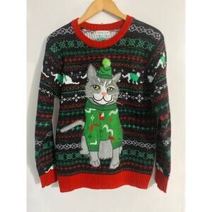 Holiday Hype cat Christmas sweater adult S cozy festive